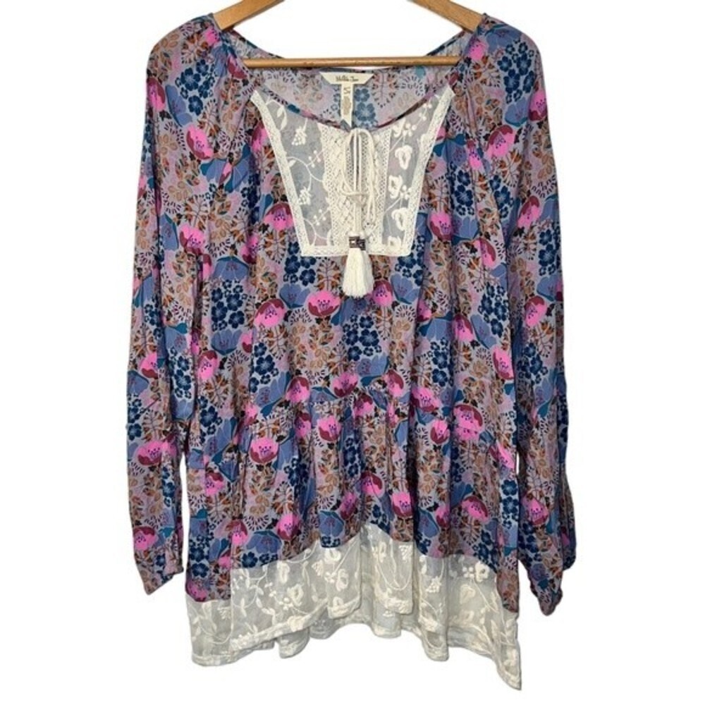 Matilda Jane Make Believe Sew Perfect Lace Floral Peasant Cottagecore Tunic L
